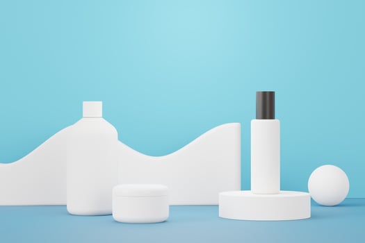 3d render of blank cosmetics skincare product or packaging for mock up. Beauty soap and spa concept. Lotion oil moisture for skin health. Premium and luxury design for branding. photo