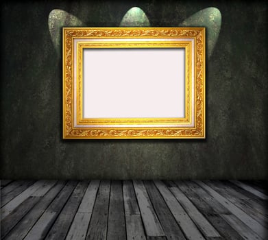 Old room, grunge interior with frames photo