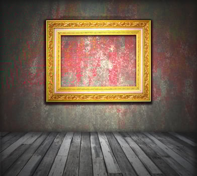 Old room, grunge interior with frames photo
