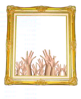 Frame in hands isolated on white background photo