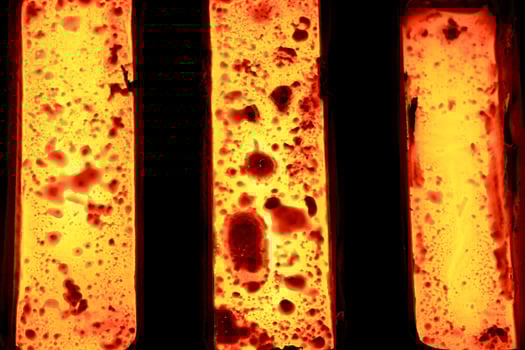 Foundry - molten metal in mould - leftover photo