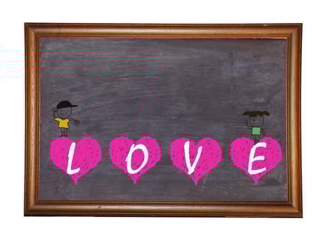 Blackboard with Love Heart Message written with Chalk photo