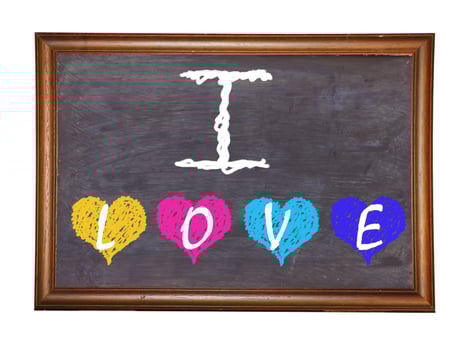 Blackboard with Love Heart Message written with Chalk photo