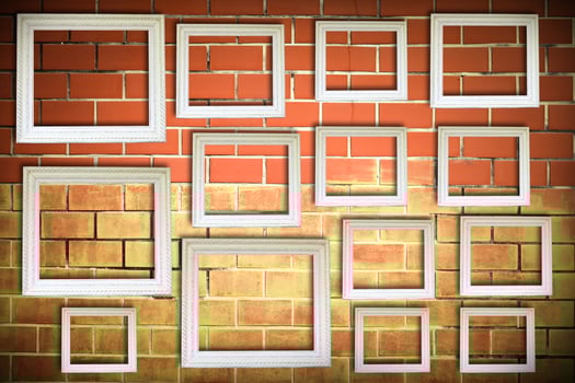 White frame on old wall photo