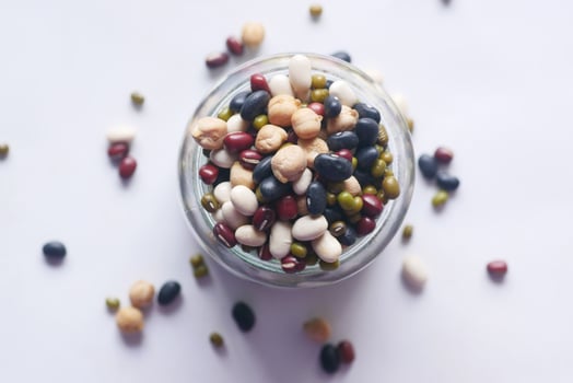 close up of mixed beans in a bowl photo