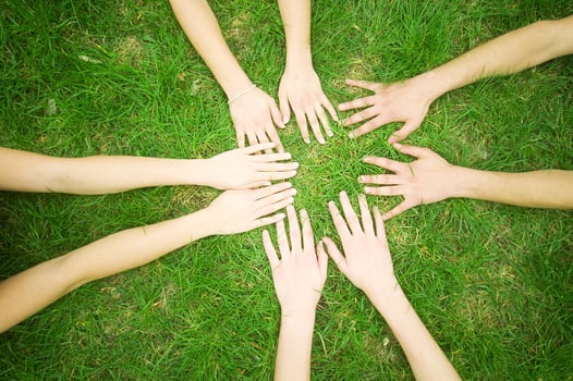 Friends united with hands photo