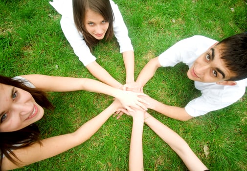 Friends united with hands photo