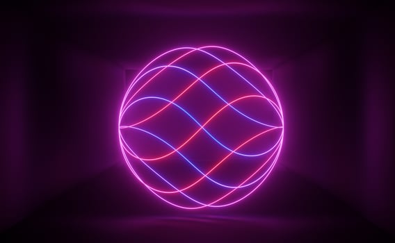 3d render of RGB neon light on darkness background. Abstract Laser lines show at night. Ultraviolet spectrum beam scene photo