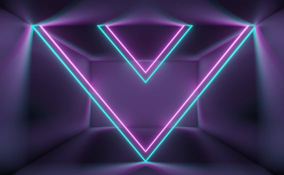 3d render of RGB neon light on darkness background. Abstract Laser lines show at night. Ultraviolet spectrum beam scene photo