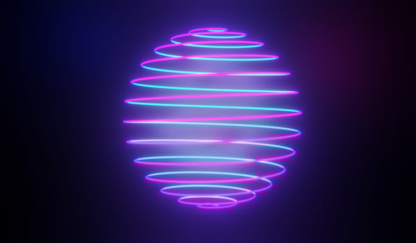 3d render of RGB neon light on darkness background. Abstract Laser lines show at night. Ultraviolet spectrum beam scene photo
