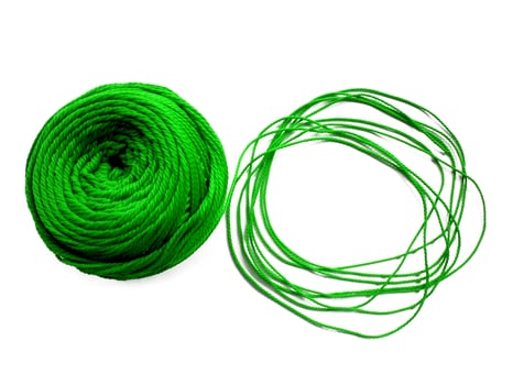 Knitting yarn circle shaped isolated on white background photo