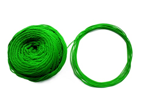 Knitting yarn circle shaped isolated on white background photo