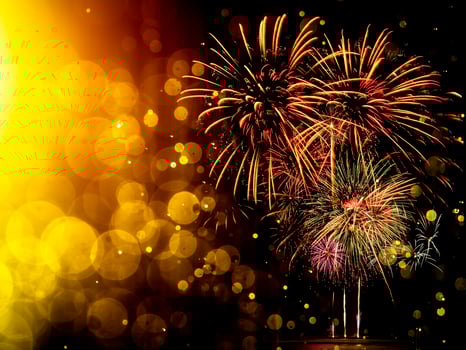 Fireworks with Abstract bokeh background photo