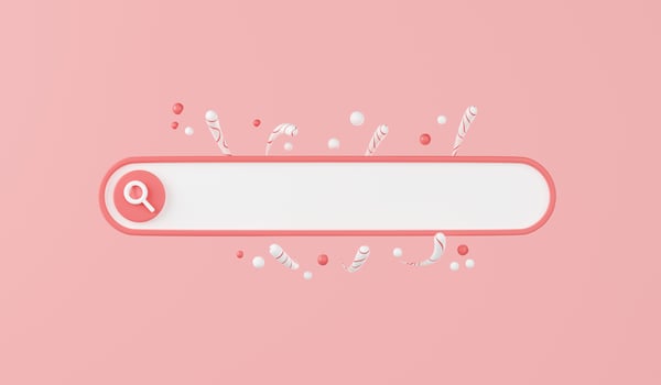 Web search bar 3d render - illustration of white website form for research of information on pink background. photo