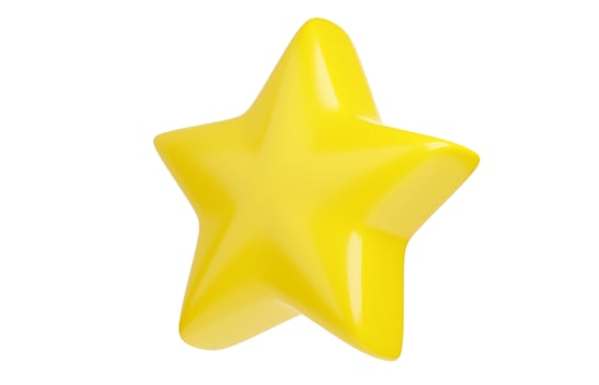 Yellow star for customer review concept - 3d render illustration of best product or service. photo