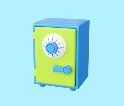 Locked safe deposit box 3d render illustration. photo
