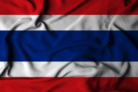 Selective focus of thailand flag, with waving fabric texture. 3D illustration photo