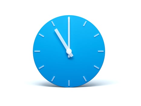 Blue wall Clock on isolated white background with Shadow 3d Illustration. 11 O'clock photo