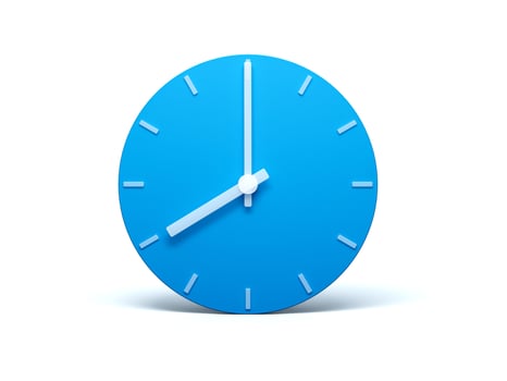 Blue wall Clock on isolated white background with Shadow 3d Illustration. 8 O'clock photo