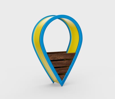 Location pin 3d pointer of map shop store outlet isolated on white background 3d illustration photo
