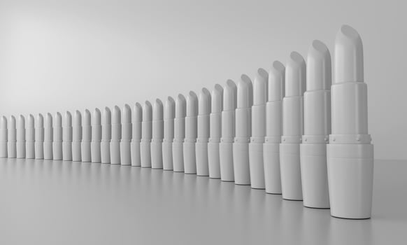 Blank Lipsticks in a row on a white background Close-up 3d illustration photo
