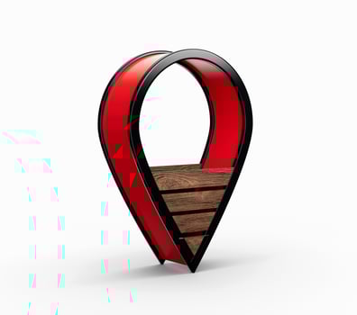 Location pin 3d pointer of map shop store outlet isolated on white background 3d illustration photo