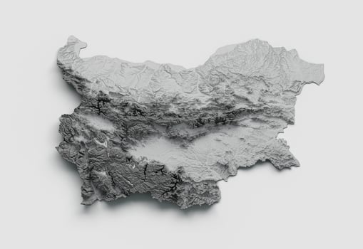 Bulgaria Map Shaded relief Color Height map on white Background 3d illustration photo