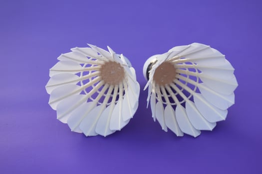 isolated white cream badminton shuttlecock feather, for badminton sport playing. photo