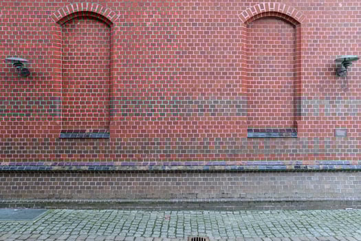 Old brick wall. Texture of old weathered brick wall panoramic background photo
