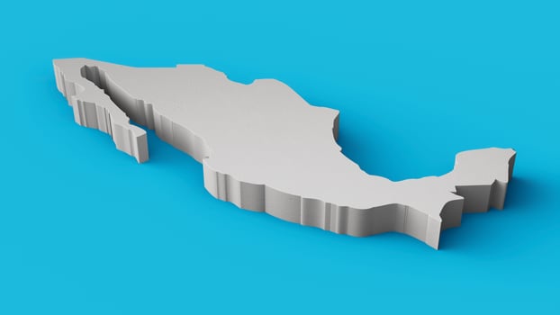 Mexico 3D map Geography Cartography and topology Sea Blue surface 3D illustration photo