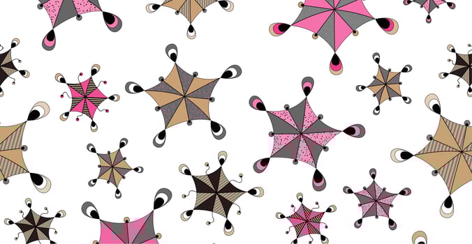 Abstract cartoon doodle background. Funny geometric figures similar to umbrellas. photo