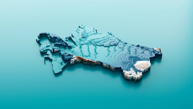 Topographic Turkmenistan Map Hypsometric Turkmenistan Elevation tint Spectral Shaded relief map 3d illustration photo