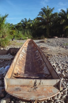 old boat frame that has not been used for a long time photo
