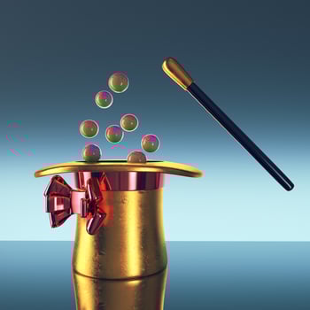 Top hat with bow and magic wand photo