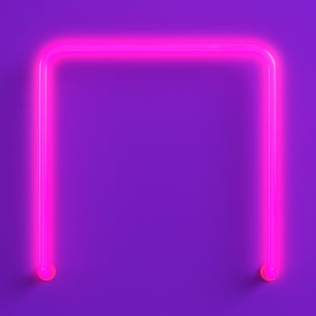 Pink neon light rectangle form on purple background photo