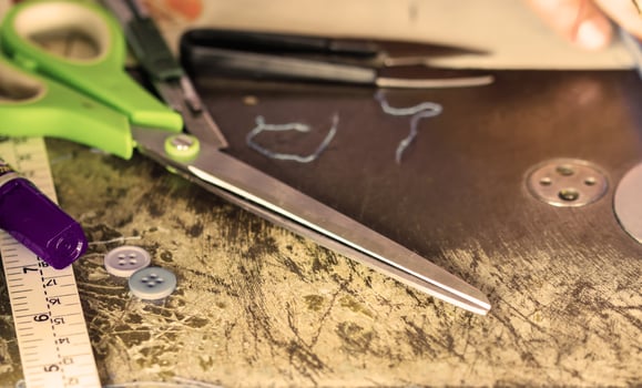 Sewing machine in Sewing Process. photo