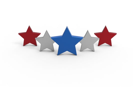 Group of stars isolated on white background. 3D rendering. photo