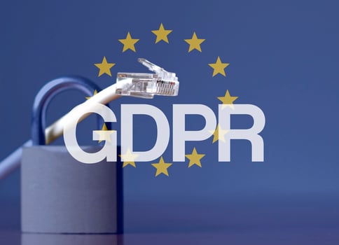 EU flag with the acronym GDPR - General Data Protection Regulation - written on it photo