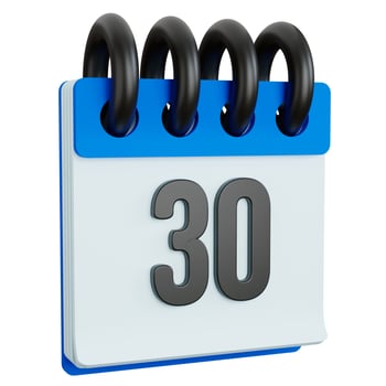 calendar blue isolated with number thirty 3d render illustration photo
