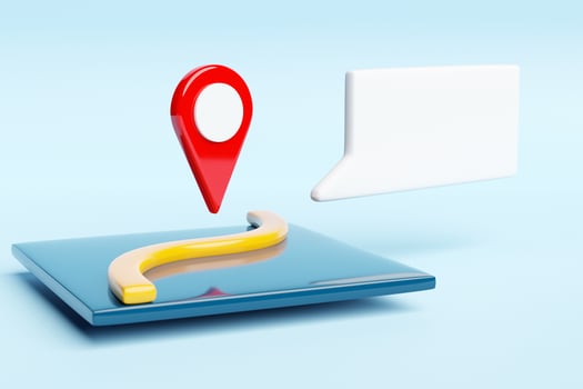 3d illustration of an icon with a red destination point on the map. navigation marker photo