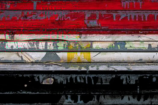 The national flag of Egypt is painted on uneven boards. Country symbol. photo