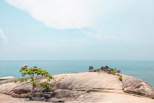 Sea landscape with rocks in the foreground and sky in the background. Therapeutic natural scenery gives a feeling of relaxation. At Koh Samui, Surat Thani Province, Thailand photo