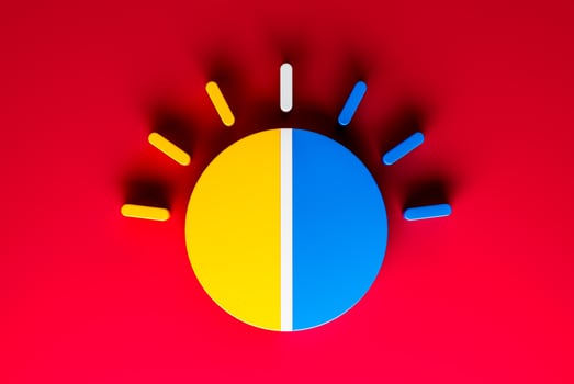 Day and night. Day night concept, sun and moon icon 3d illustration photo