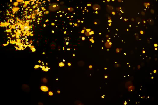 Golden glitter bokeh lighting texture Blurred abstract background for birthday, anniversary, wedding, new year eve or Christmas photo