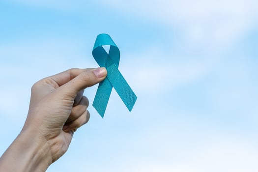 November Prostate Cancer Awareness month, man holding light Blue Ribbon for supporting people living and illness. Healthcare, International men, Father, World cancer day and world diabetes day concept photo
