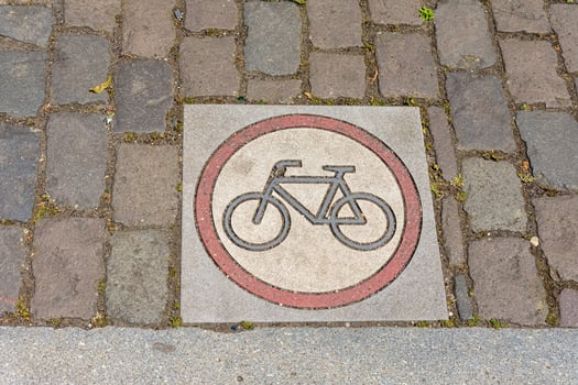 symbol on paving stones forbidden for bicycles photo
