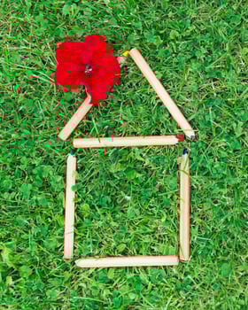 Crayons as house photo