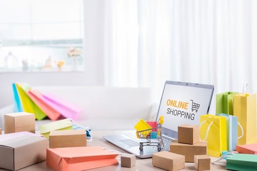 Online shopping concept with the life style New Normal photo