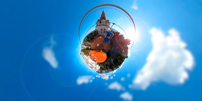 A small planet of the cityscape of Yalta, Crimea photo