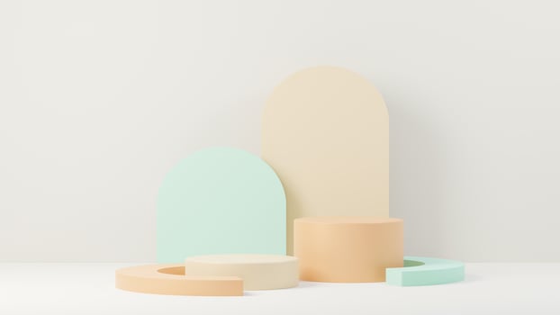 3d render abstract display podium platform for  product presentation and advertising. Minimal scene backdrop with clean design. Vacant pedestal for mock up. Empty stage with pastel color for cosmetic. photo